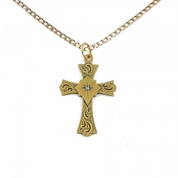 9ct gold 3.5g 19 inch Cross Pendant with chain